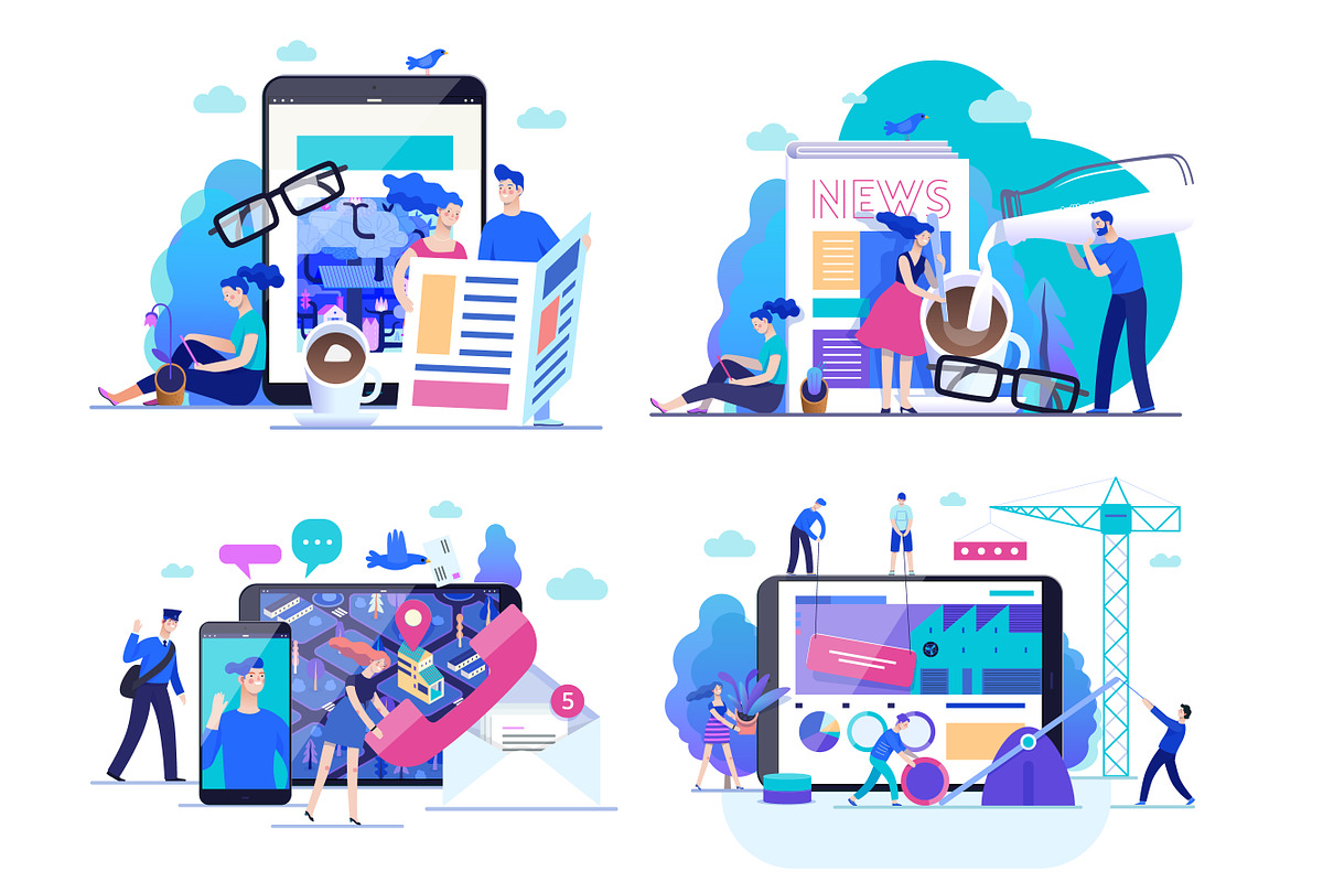 Company website vector Illustrations, a Work Illustration by Grivina's shop (Photo 9 of 25)