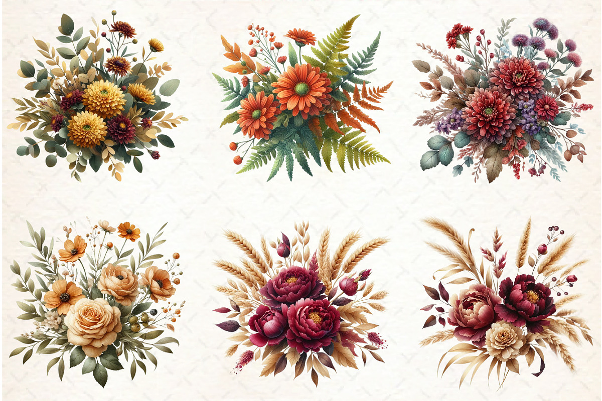 Fall Autumn Flowers And Leaves Flora, an Illustration by Libby Wishes (Photo 6 of 7)