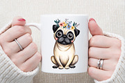 Cute Watercolor Pug Dog PNG, an Animal Illustration by Sublimation Artist (Thumbnail 5 of 6)