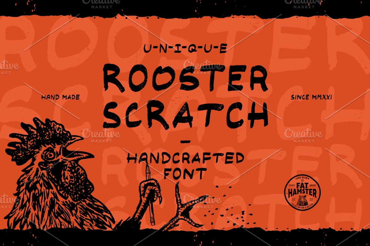 Rooster Scratch handcrafted font, a Handwritten Font by Fat Hamster (Photo 1 of 9)