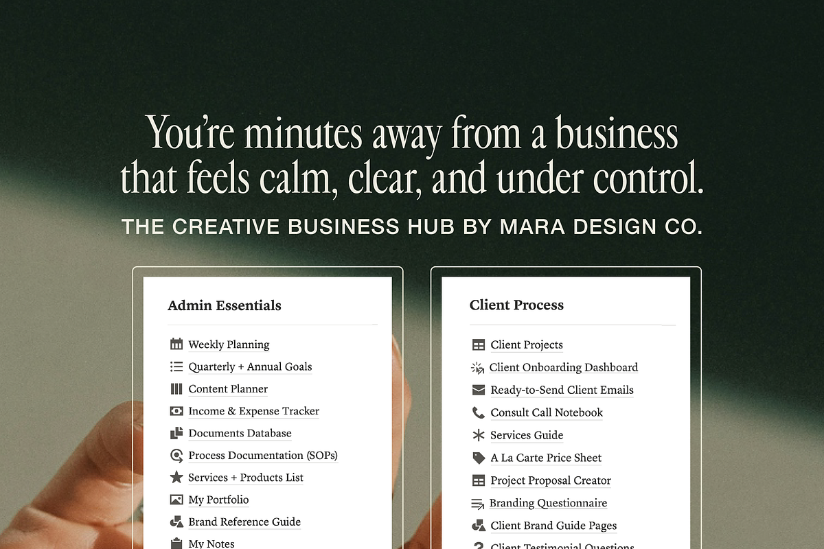 Creative Business Hub for Notion, a Marketing Template by MARA Design Co. (Photo 2 of 17)
