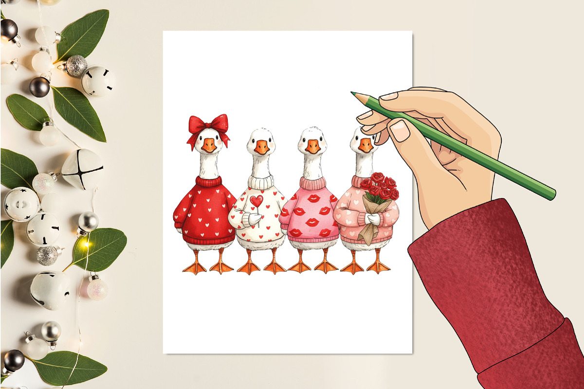 Cute Goose Valentines Day Png, an Illustration by designcity5 (Photo 3 of 9)