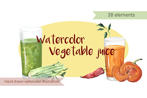 Watercolour Juice and Vegetable set
