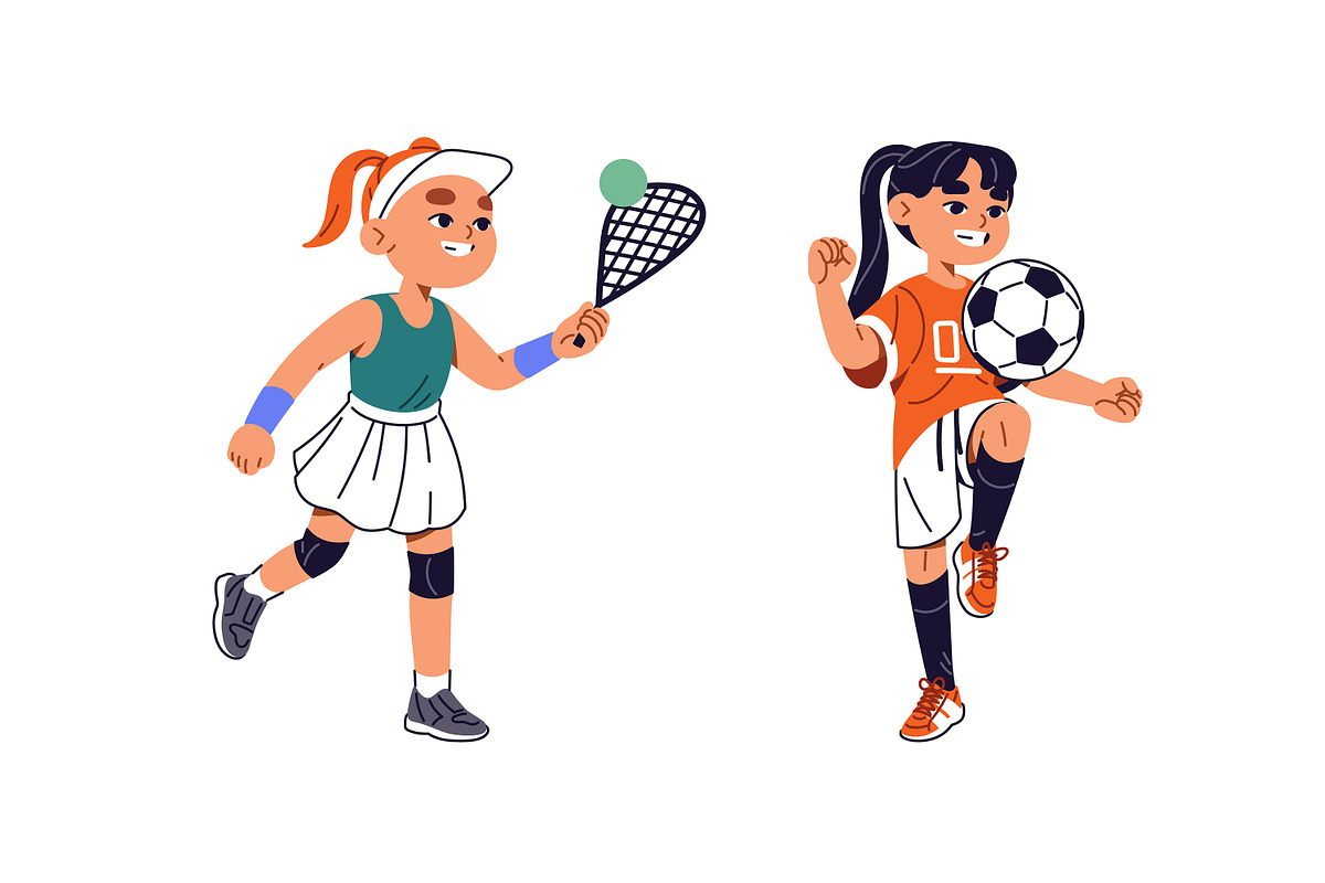 Children playign sports games set, a Person Illustration by PaperTrident (Photo 7 of 7)