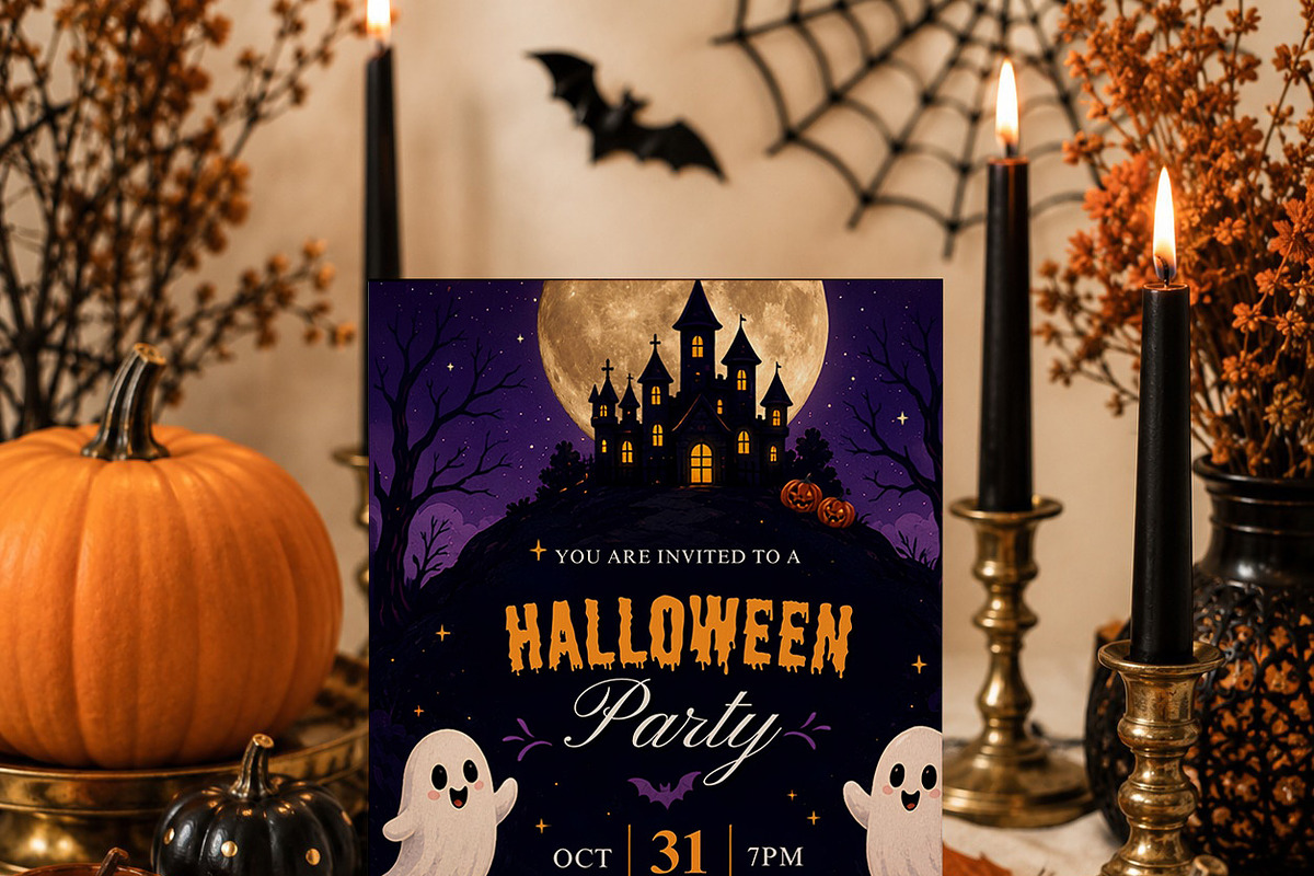 Cute Ghost Halloween Invitation, an Invitation Template by Arslan (Photo 3 of 5)