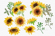 Watercolor Sunflowers Clipart, an Illustration by AnneIllustration (Thumbnail 2 of 3)