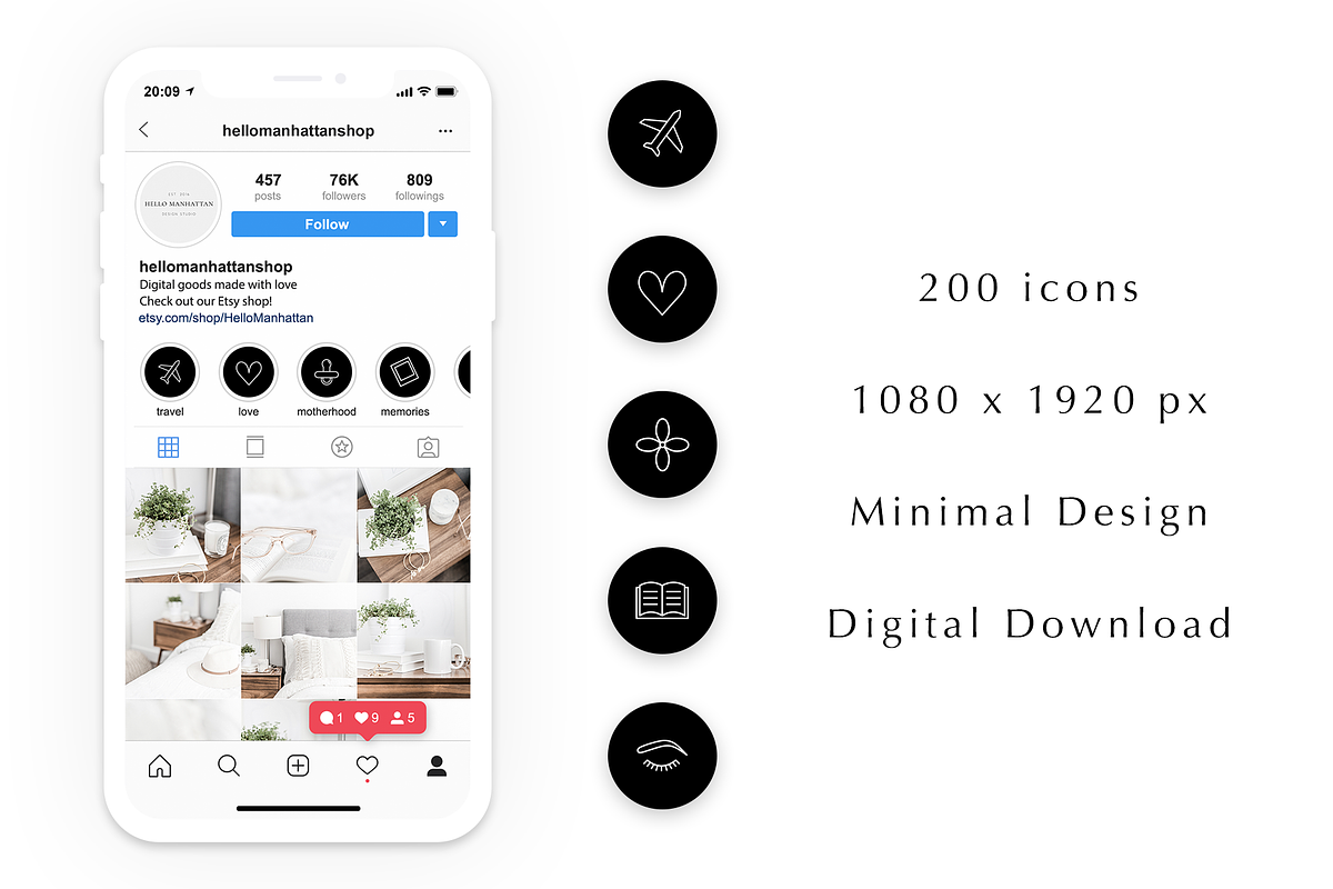 200 Instagram Story Highlight Icons, a Social Media Template by Blog&Glow (Photo 4 of 4)