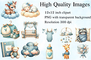Dusty Blue Beige Baby Nursery Clipar, an Illustration by Craft Nest (Thumbnail 2 of 5)