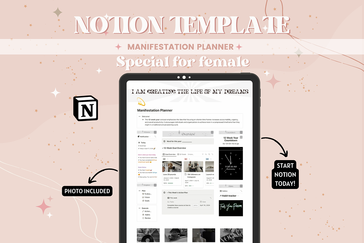 Manifestation Notion Template, a Templates & Theme by bellaROSEworkshop (Photo 7 of 10)