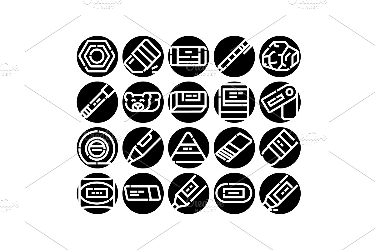 Eraser stationary tools line icons, an Object Illustration by pikepicture