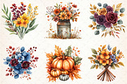 Autumn Bouquets Clipart, an Illustration by Libby Wishes (Thumbnail 2 of 10)