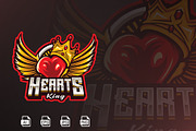 Crown Heart Mascot logo Template, a Branding & Logo Template by HasnainGFX (Thumbnail 1 of 3)