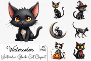 Watercolor Skeleton Black Cat Clipar, an Illustration by CrexoraLab (Thumbnail 1 of 5)