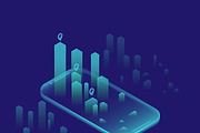 Smartphone with graphs in isometric, an iPhone Mockup by majcot (Thumbnail 4 of 6)