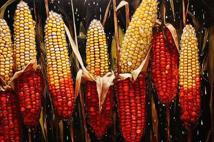 Ripe corn on the cob in the rain, cl, a Photo by Iftikhar Alam