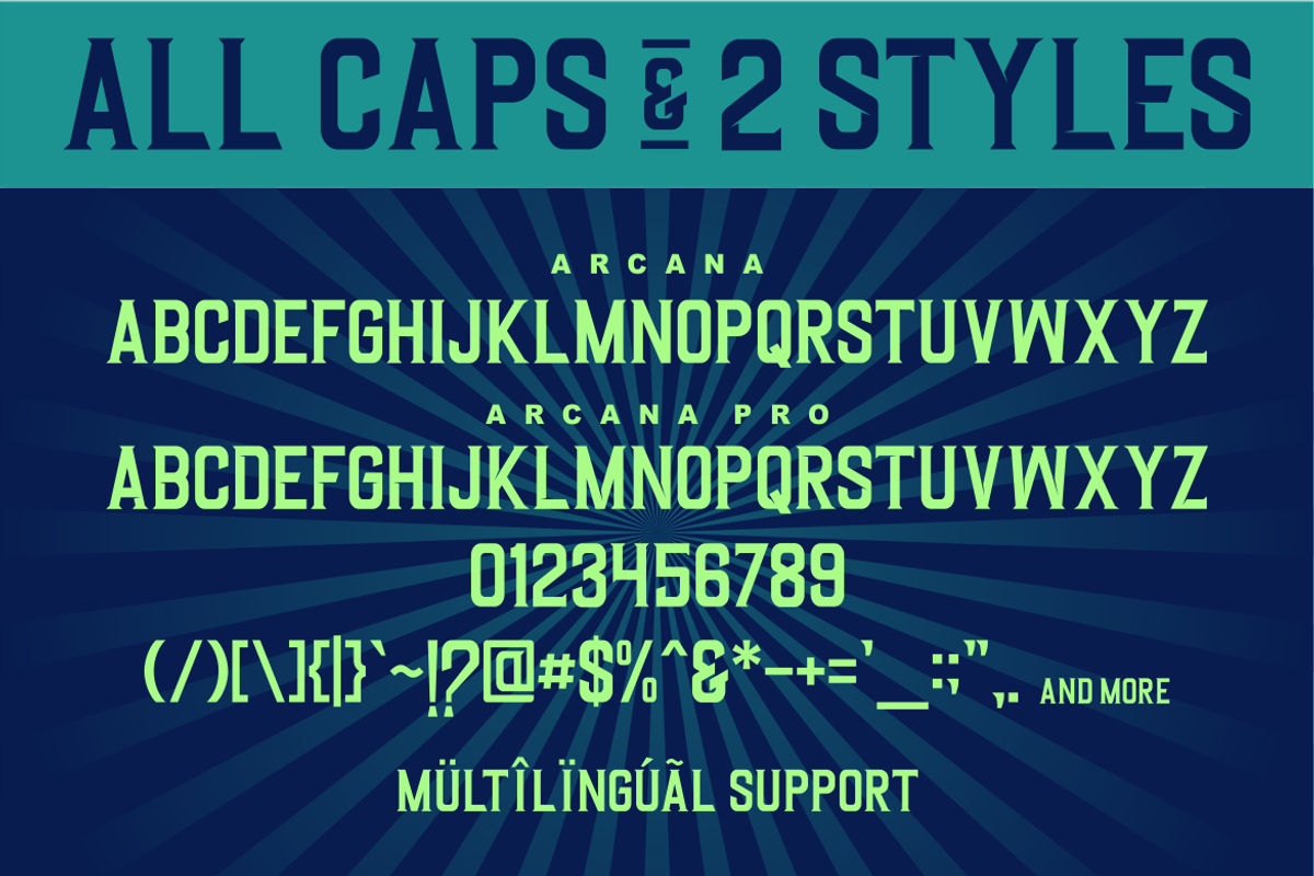 Arcana a Display Typeface Font, a Sans Serif Font by Vilogsign (Photo 6 of 6)