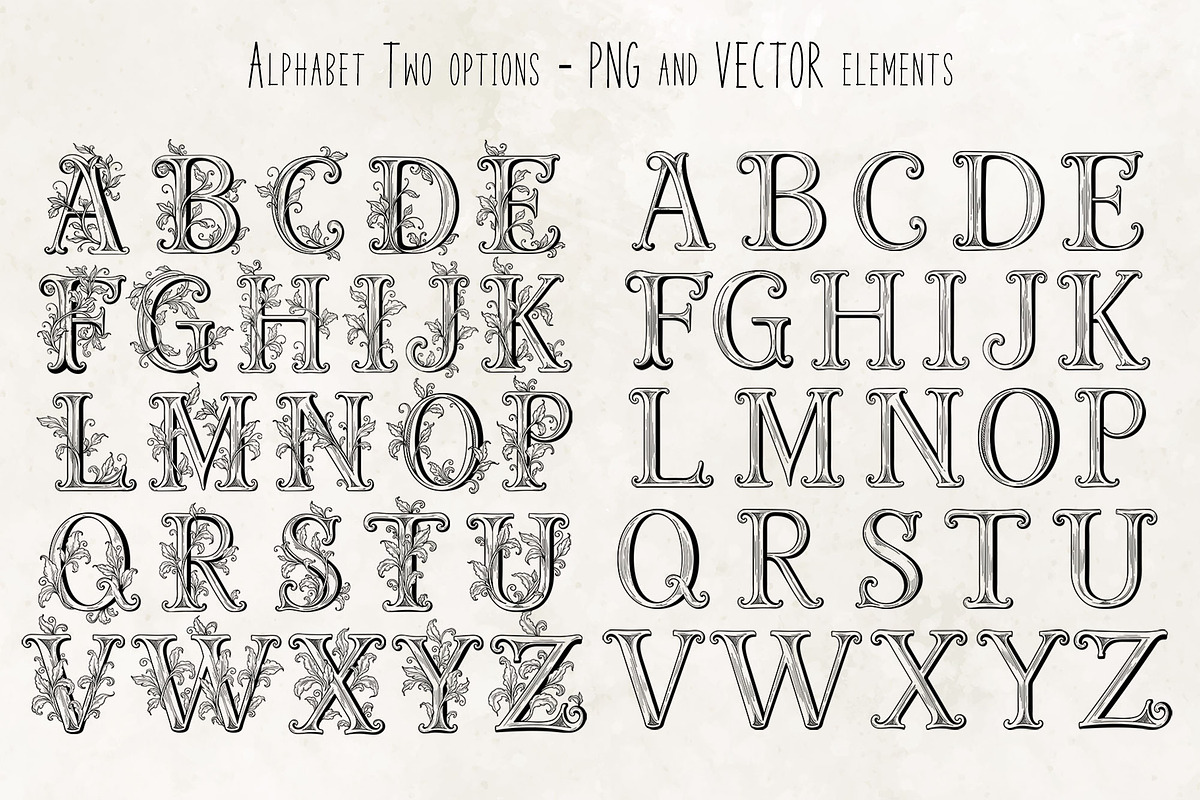 CASTLE STYLE ALPHABET - vector kit, a Decorative Illustration by My Space Garden (Photo 2 of 11)