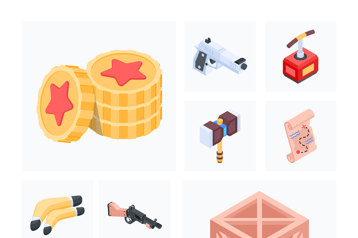 Game Weapon Isometric Icon Set, a Duotone Icon by Vectors Market (Photo 6 of 10)