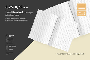 Lined Notebook 10mm - 8.25x8.25