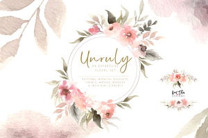 Unruly Watercolor Flowers Set