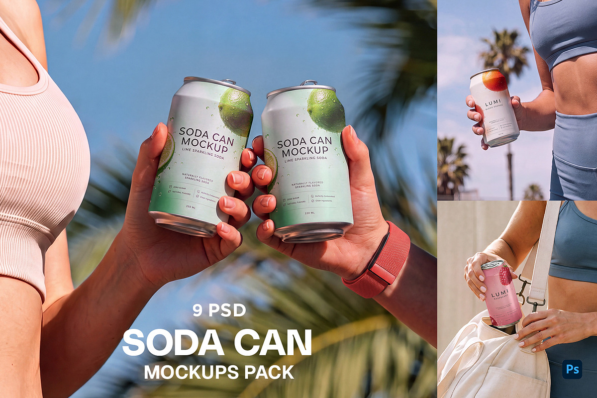 Soda Can Mockups Sport Edition, a Packaging Mockup by Dikarte.Store (Photo 1 of 8)
