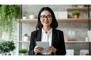 Asian businesswoman with glasses, a Person Photo by Sergey Kotenev