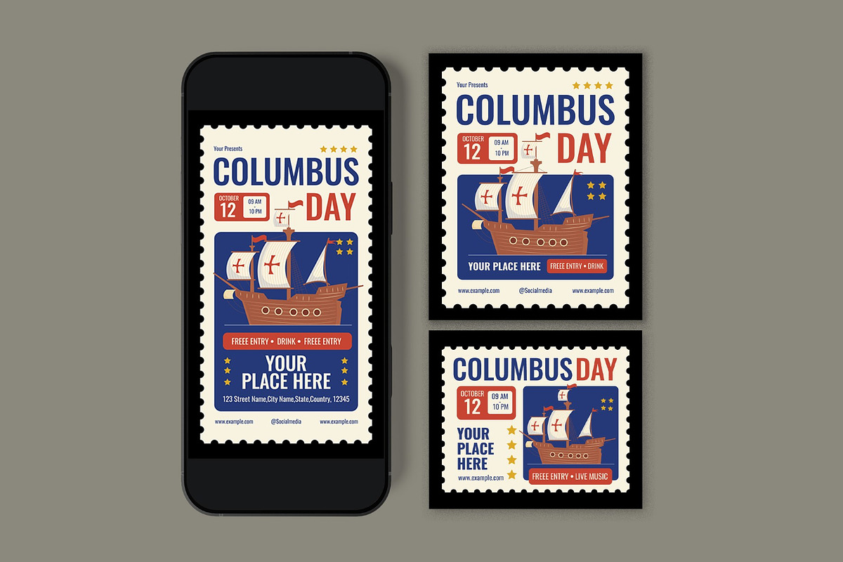 Columbus Day Flyer, a Flyer Template by graphicook (Photo 3 of 3)