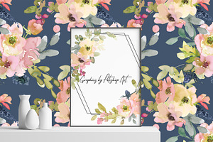 Watercolor Blush And Lemon Florals