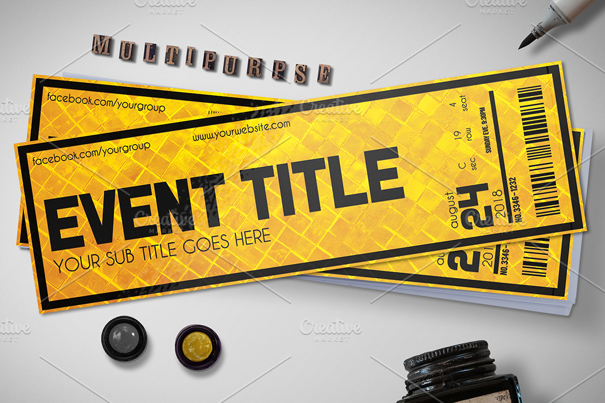 Golden Style Event Ticket, a Card Template by Tzochko (Photo 1 of 5)