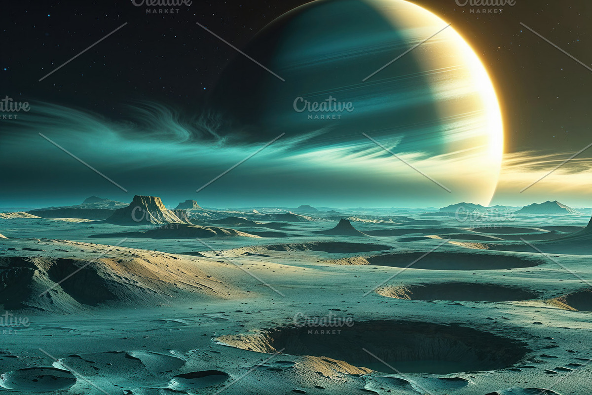Giant ringed gas planet, an Illustration by wavebreak