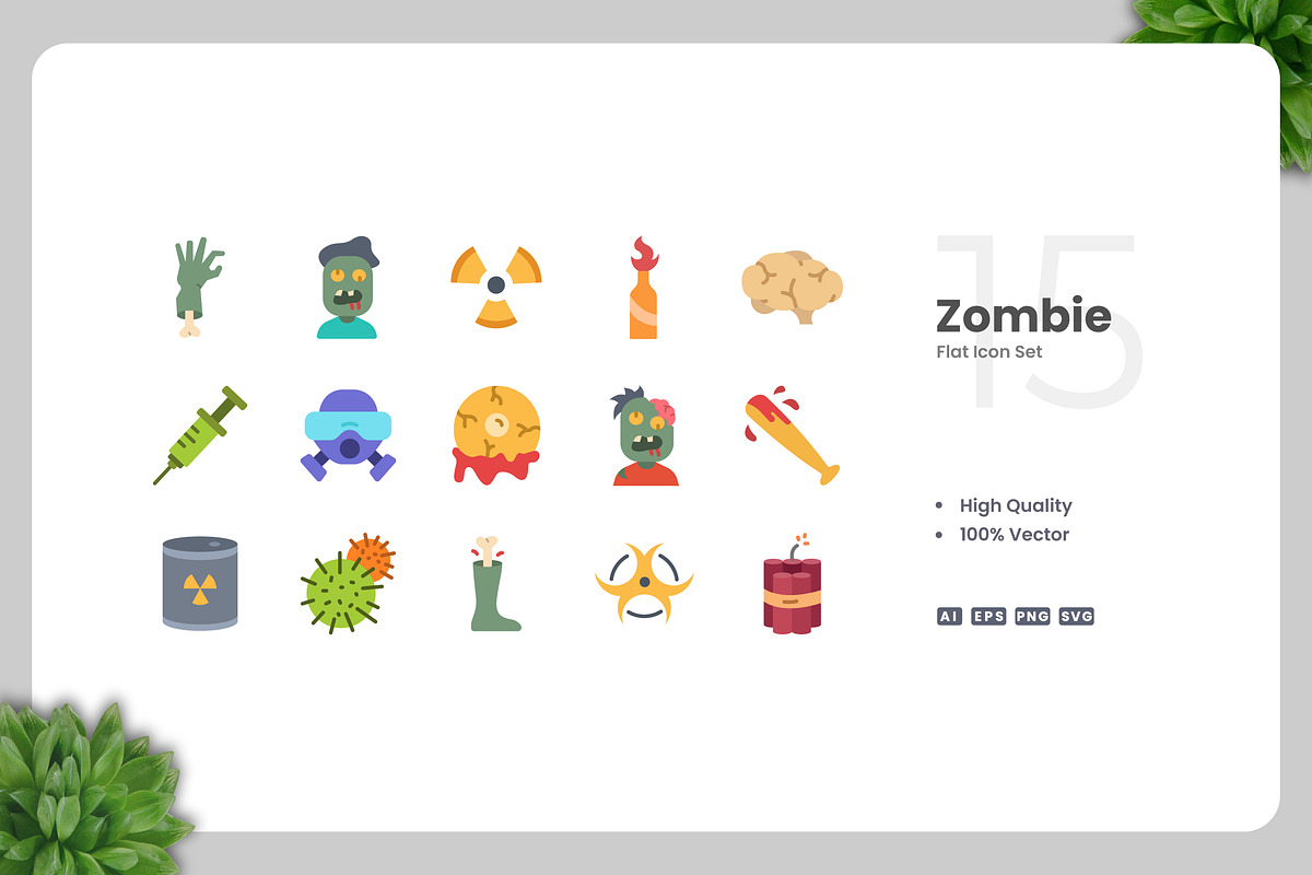Zombie Flat Icons, an Icon by Upnowgraphic