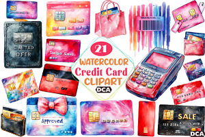 Watercolor Credit Card Illustration, an Illustration by DreamCafeArt