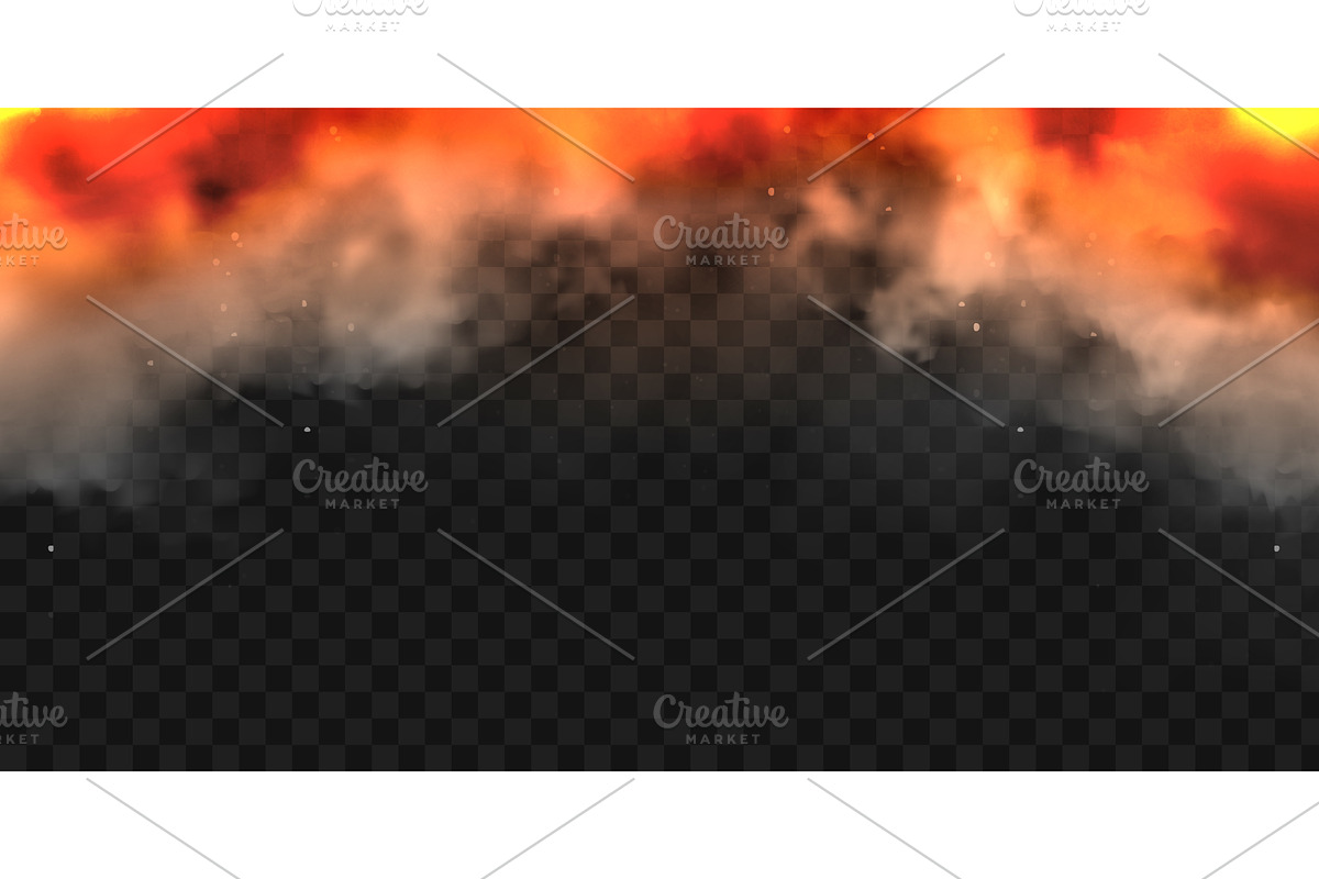 Realistic smoke clouds and fire, an Illustration by 32pixels