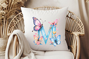 Watercolor Butterfly Letter ''M'', an Illustration by DreamCafeArt (Thumbnail 6 of 7)