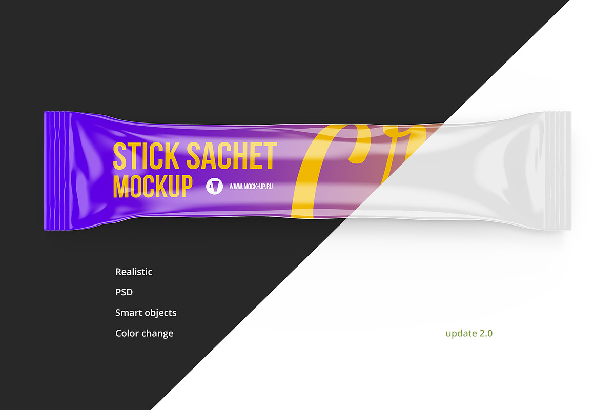 Stick Sachet Mockup. Coffee 3in1, a Packaging Mockup by easymock (Photo 1 of 8)