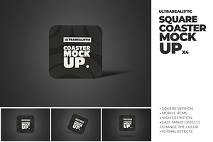 Clean Square Coaster Shadow Mockups