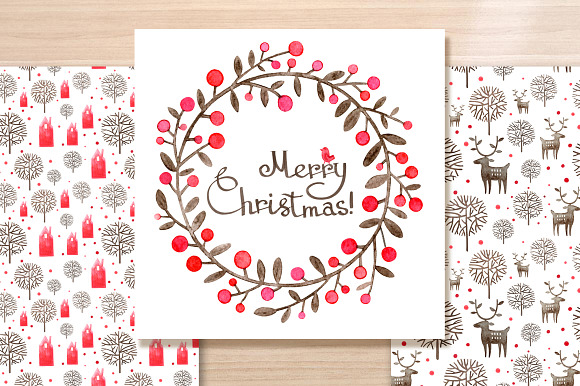 Christmas Wreath Watercolor Card