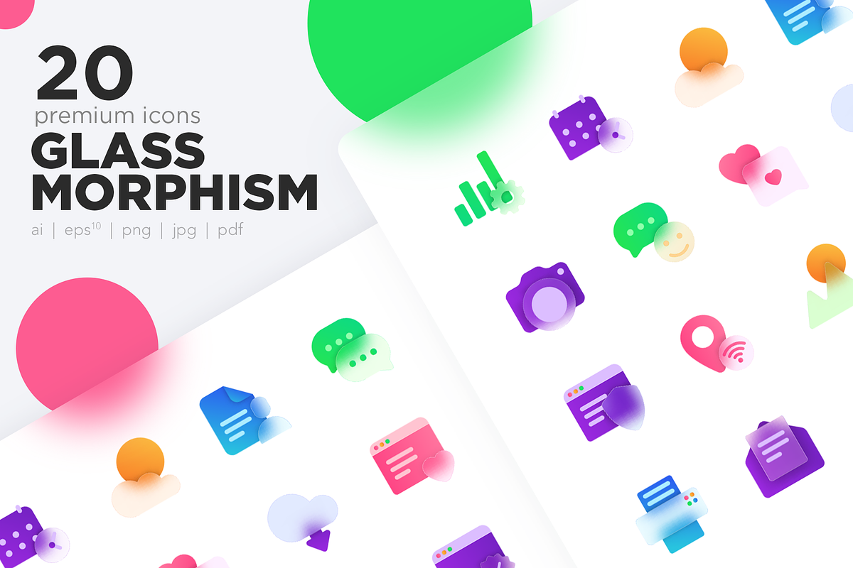 Glassmorphism 20 Icons Set, an Icon by Marina Silence (Photo 4 of 17)