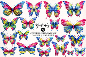 Watercolor Butterfly Clipart, an Animal Illustration by Digital Artistic99