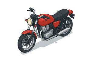 red classic motorcycle vector, a Transportation Illustration by AlexArt