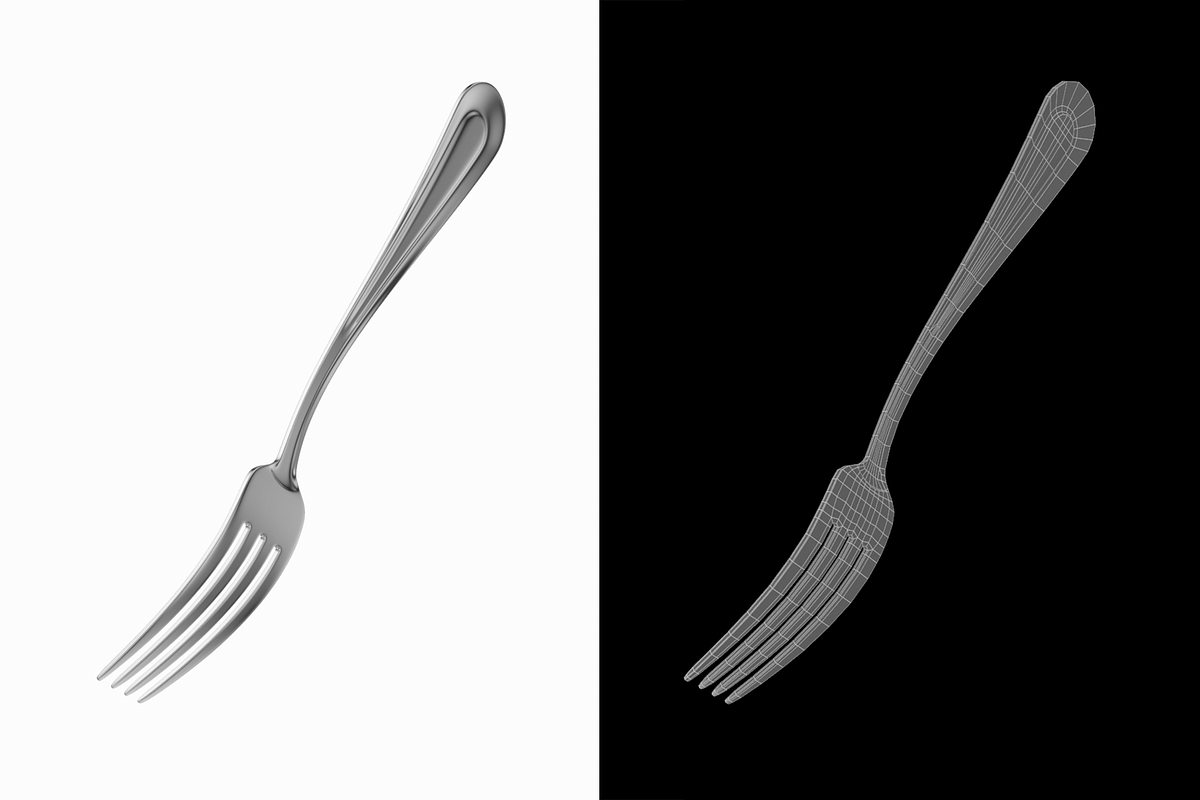 Dessert Fork 4 Tines Classic Cutlery, an Object 3D Model by VK Studio (Photo 6 of 8)