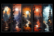 Halloween Fantasy Bookmarks, an Illustration by Art's and patterns (Thumbnail 2 of 3)