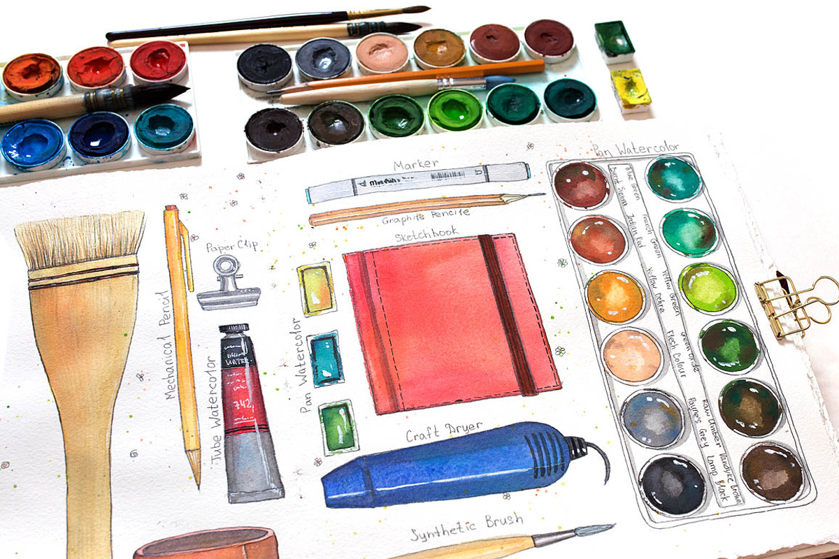 Art Supplies (watercolor elements), an Education Illustration by Daria's Magic World (Photo 4 of 4)