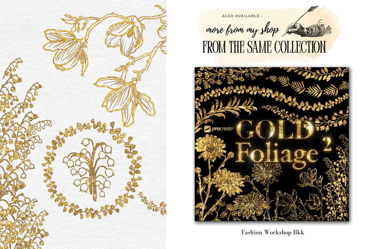 Procreate Brushes Gold Foliage Vol 1, a Brush Add-On by Fashion Workshop Bkk (Photo 11 of 11)