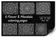 Flower & Mandala coloring, a Decorative Illustration by Katika Shop (Thumbnail 2 of 2)