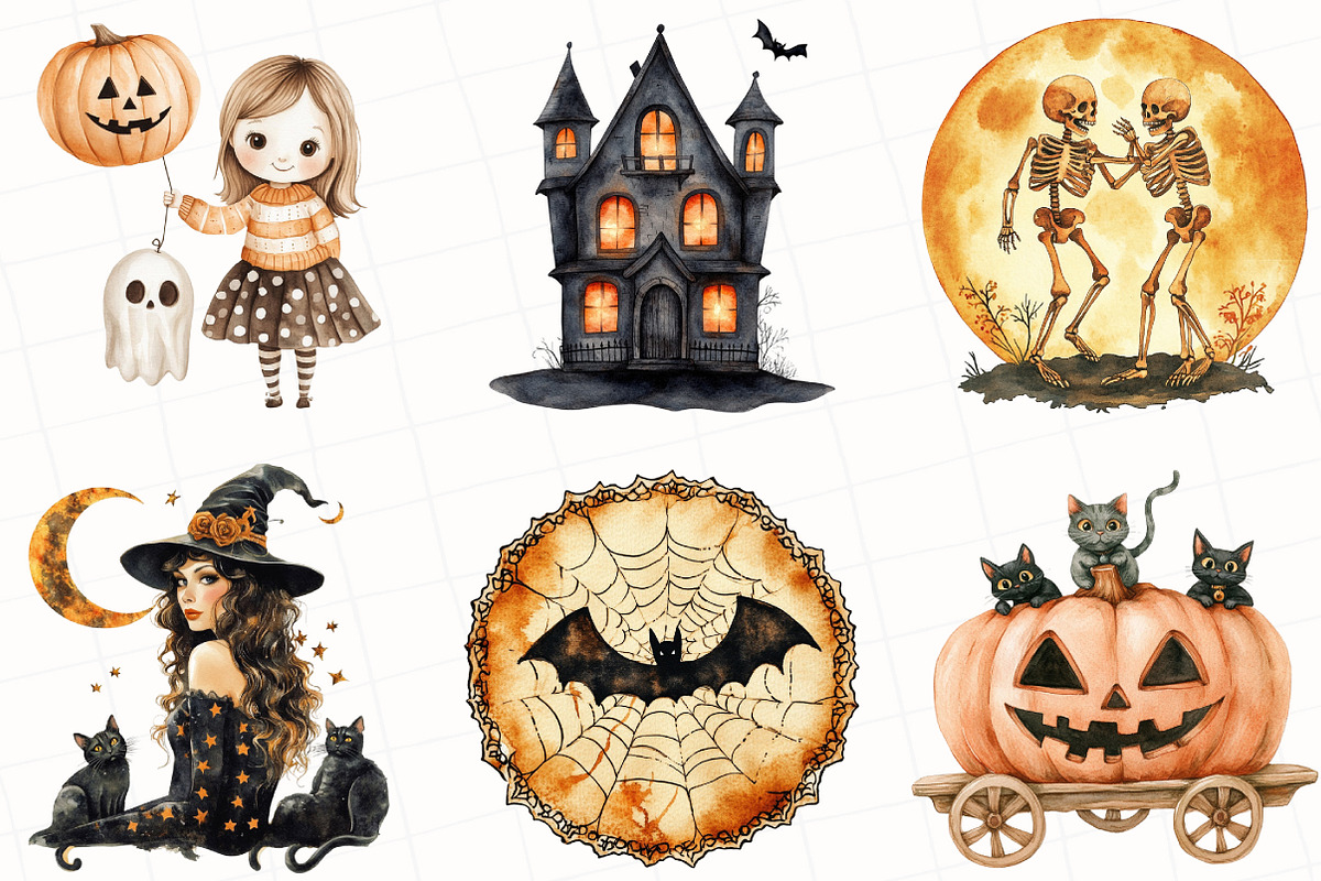 Vintage Halloween Décor Clipart, an Illustration by OK Design (Photo 5 of 5)