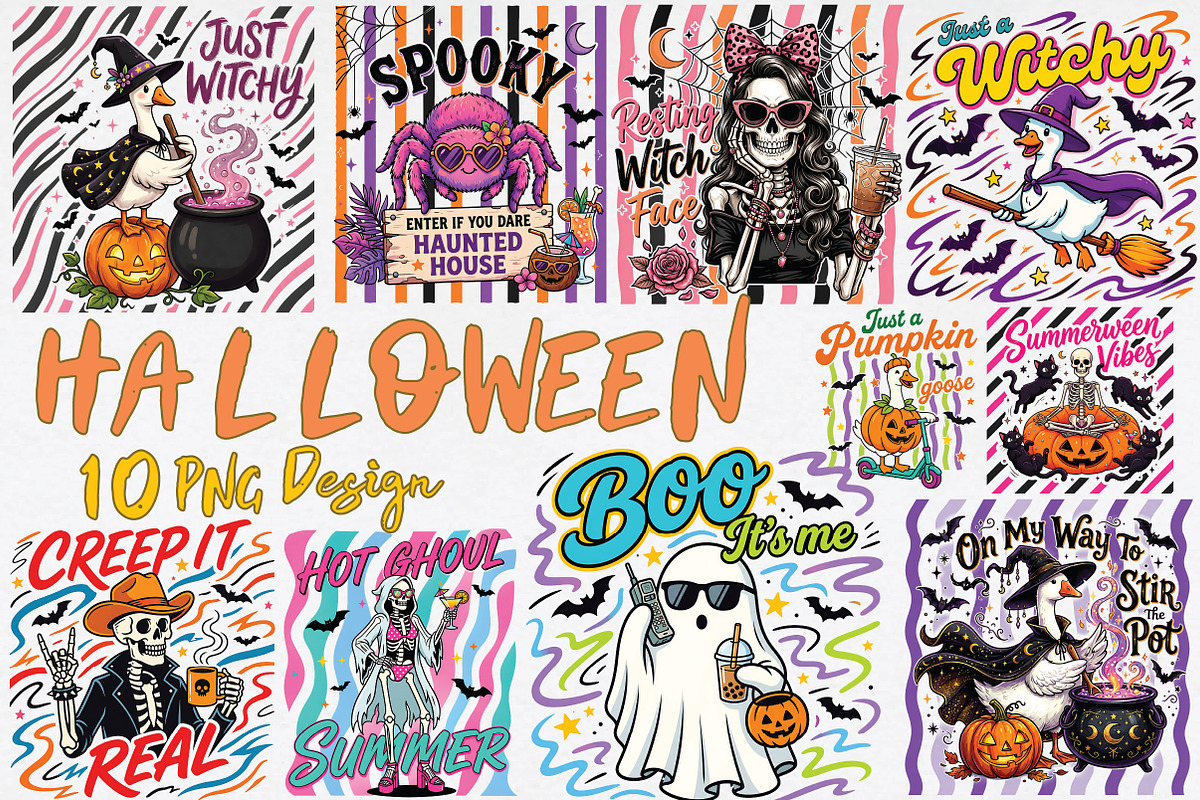 Cute Halloween Stripes Bundle PNG, a Seasonal Illustration by Daily.Designs (Photo 1 of 4)