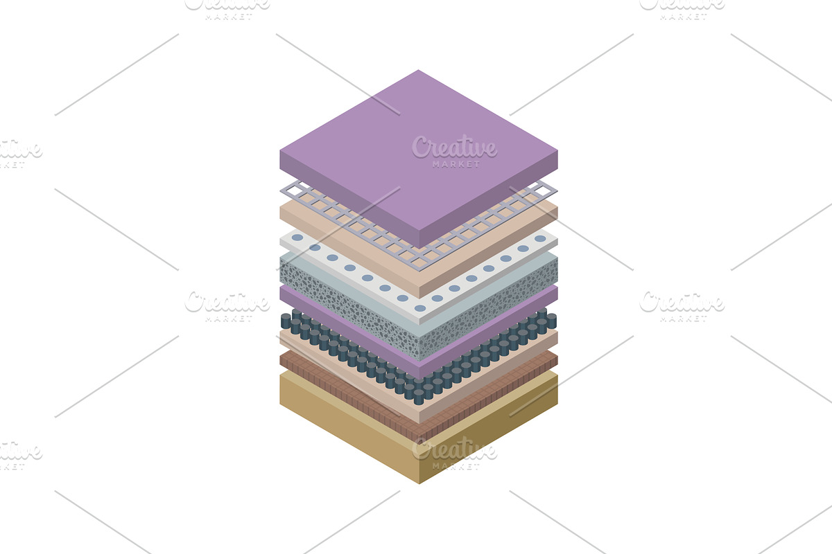 Layered orthopedic mattress icon, a Technology Illustration by the8monkey