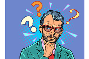 Pop Art Retro Thinking and solving, a Person Illustration by studiostoks