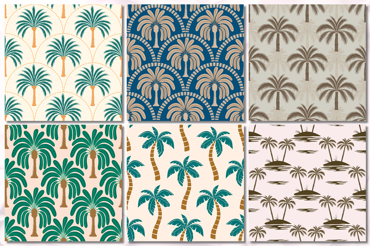 Tropical Palm Tree Seamless Patterns, a Pattern Graphic by wind mill